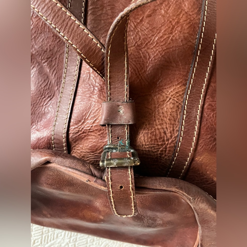 leather bag LARELLA ITALY bucket bag backpack w/ straps Italian vintage - Picture 12 of 17